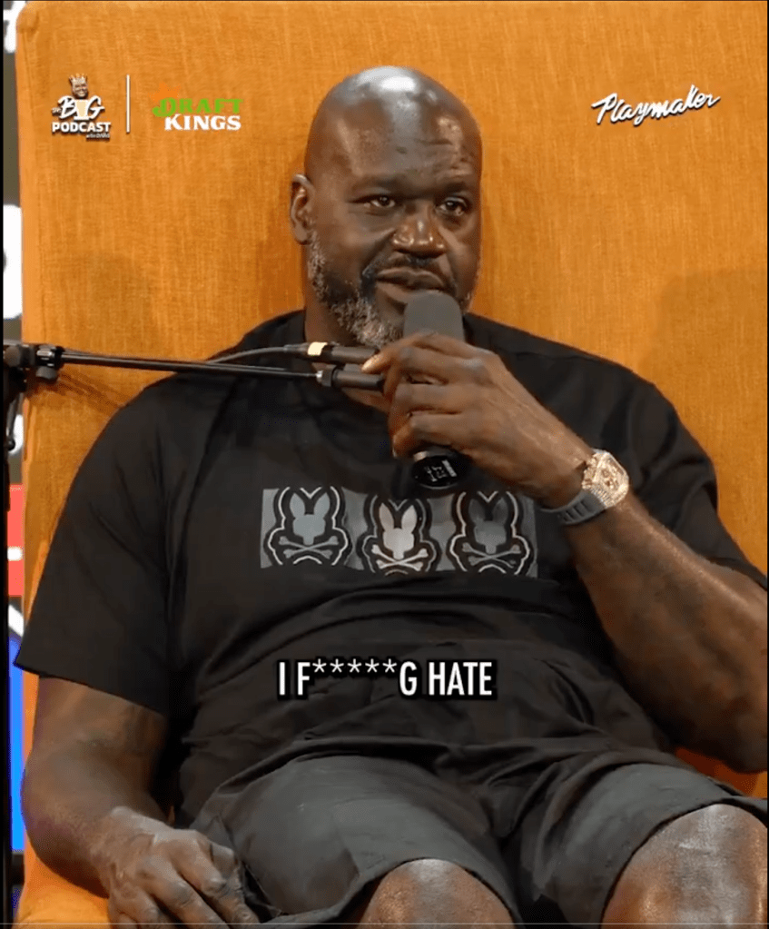 Screenshot of Shaquille O'Neal on a podcast.